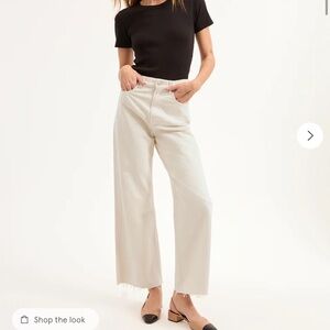 Veronica Beard Taylor Cropped Wide Leg Jean in Ecru Size 27